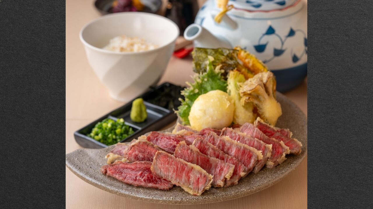 Wagyu and seasonal vegetable tempura at Tempura Asakusa SAKURA
