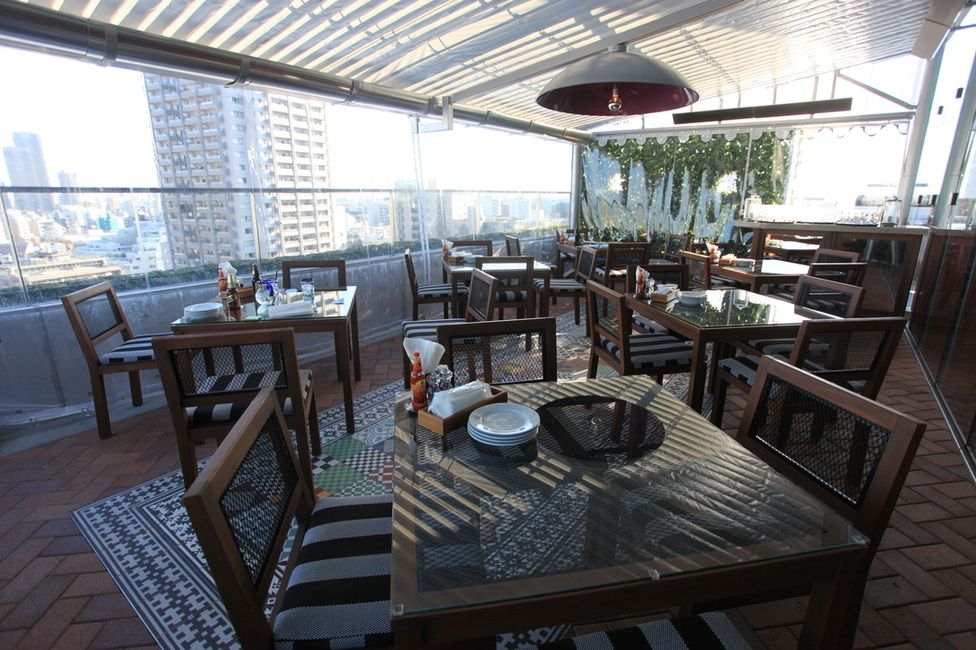 High terrace overlooking Tokyo at Hacienda del Cielo in Daikanyama