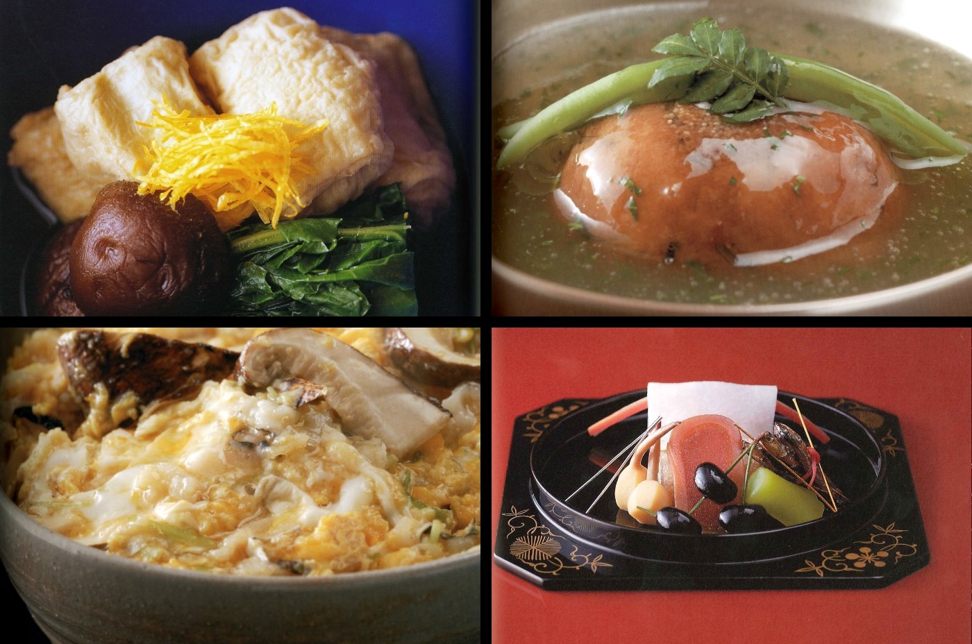Official examples of dinner dishes at Akasaka Kikunoi in Tokyo