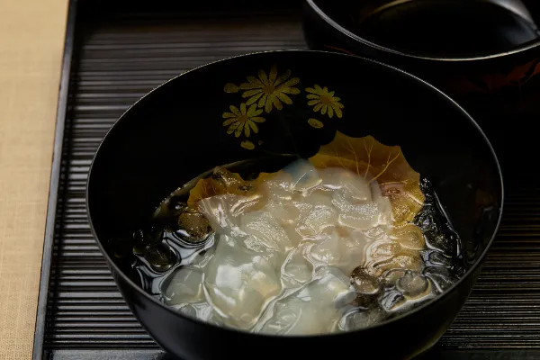 Official example of a seasonal dish at Ginza Uchiyama in Tokyo
