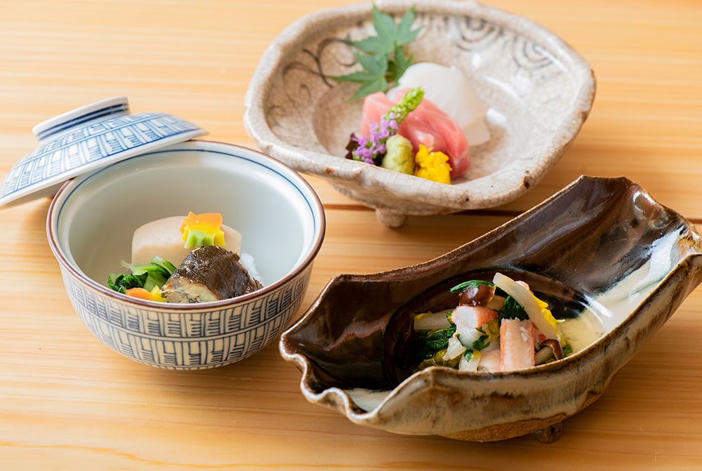 Official examples of seasonal dishes at Nihonbashi Toyoda in Tokyo