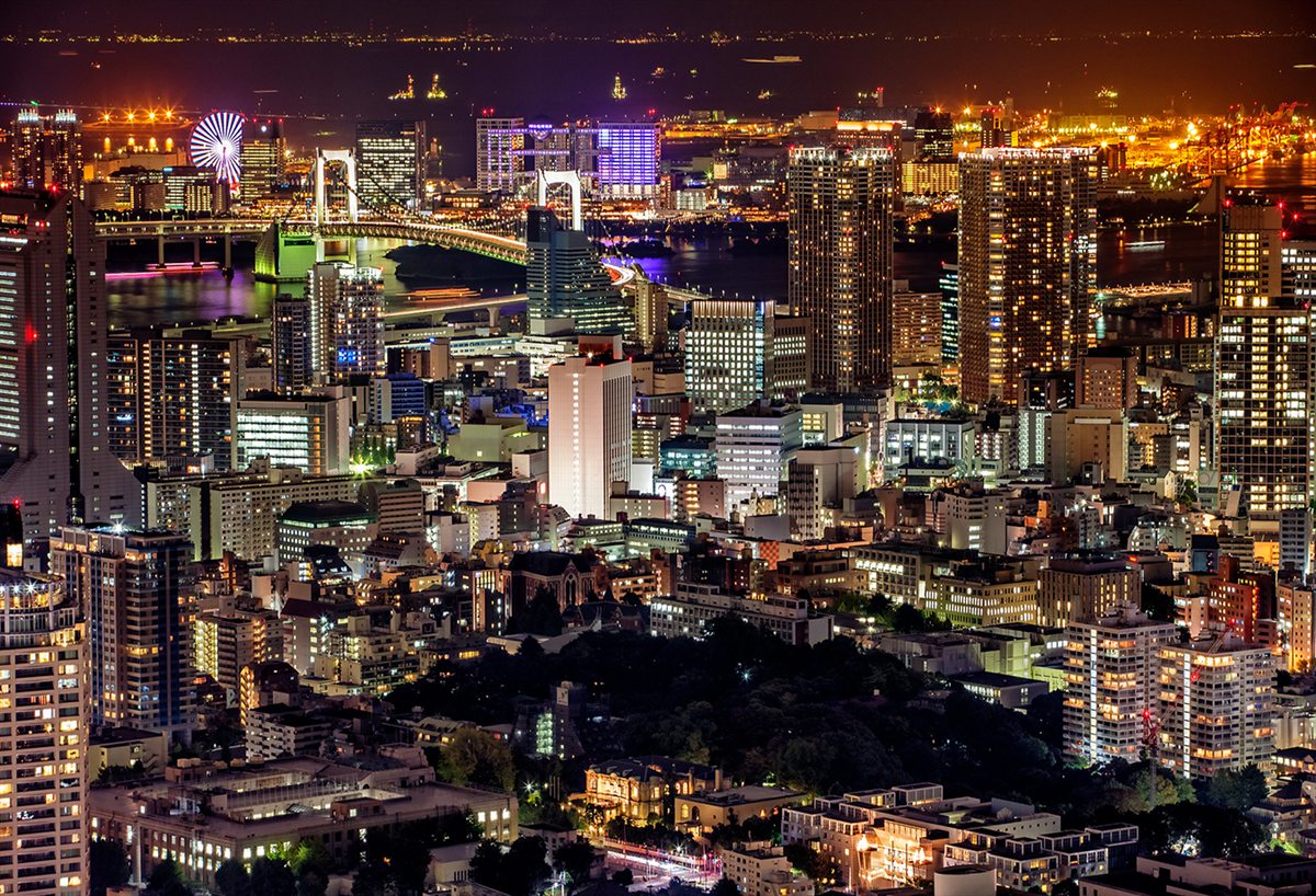 Tokyo city lights seen from Roppongi at night